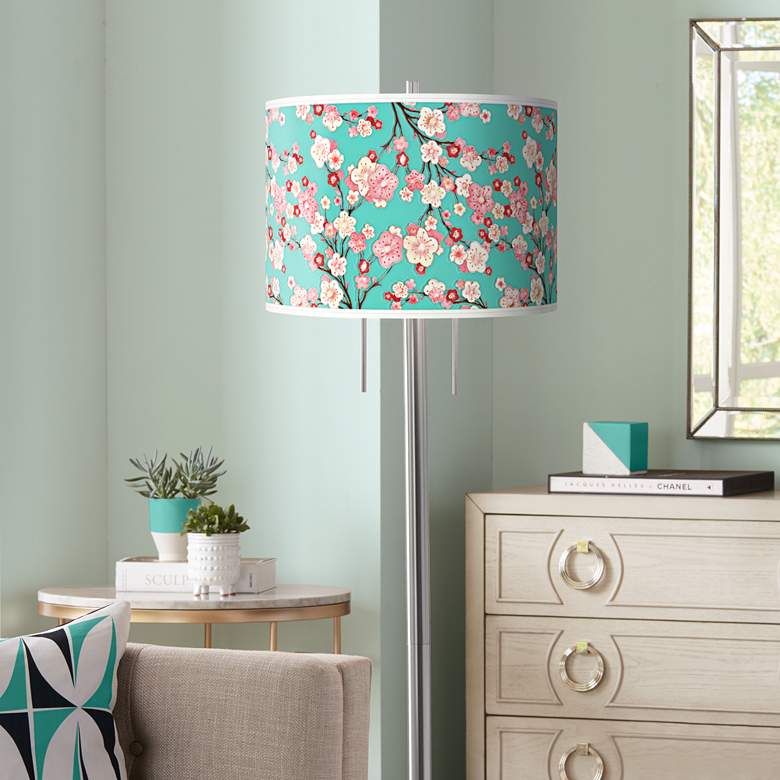 Image 1 Cherry Blossoms Giclee Brushed Nickel Garth Floor Lamp