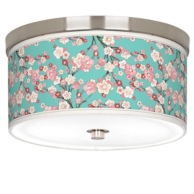 Image 1 Cherry Blossoms Giclee Nickel 10 1/4 inch Wide Ceiling Light