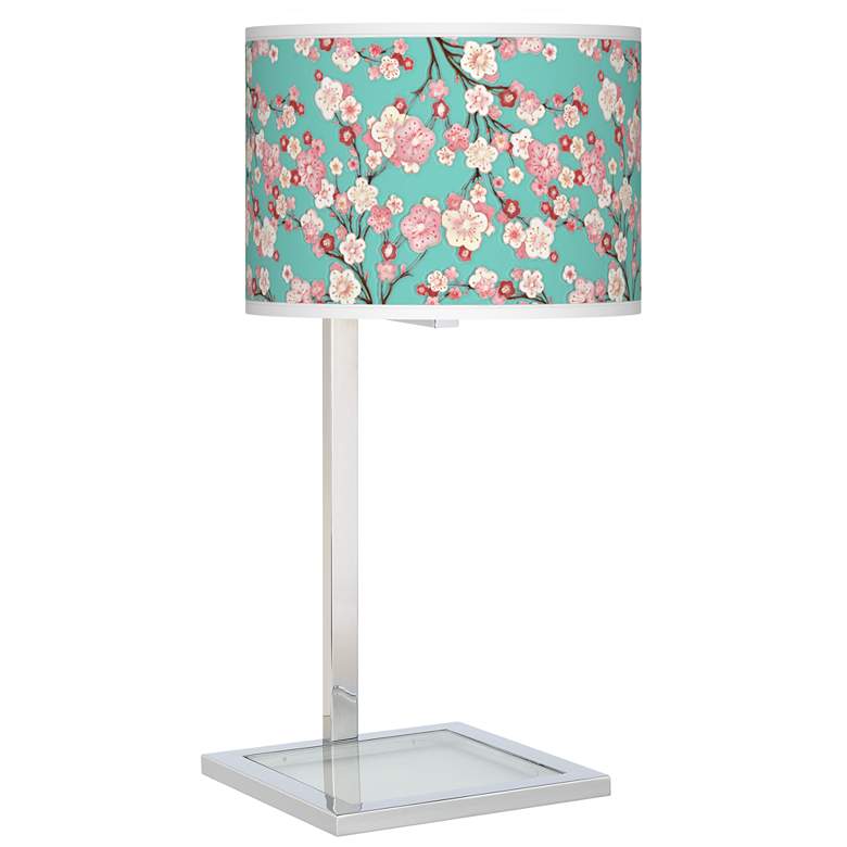 Image 1 Cherry Blossoms Glass Inset Table Lamp