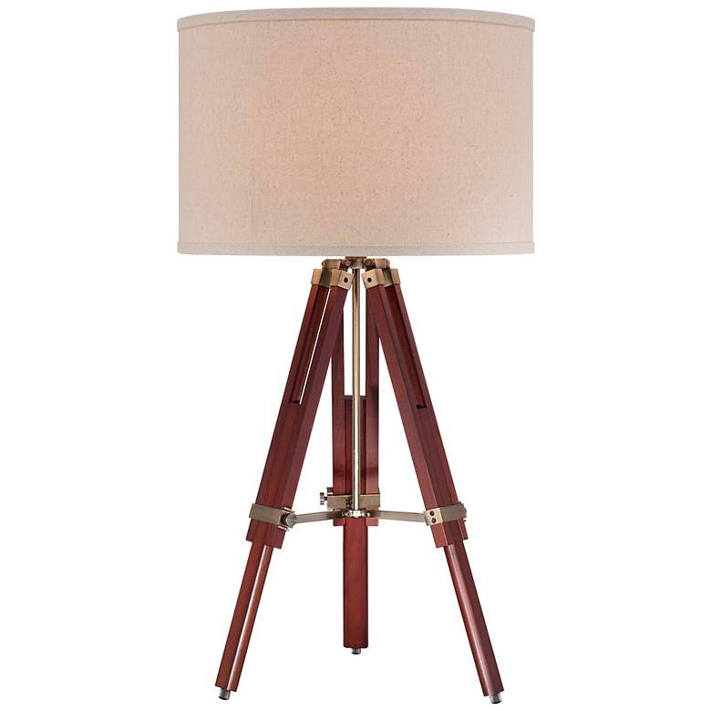 Image 1 Cherry Finish Wood Surveyor Tripod Table Lamp