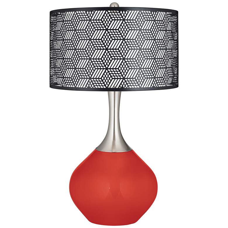 Image 1 Cherry Tomato Black Metal Shade Spencer Table Lamp