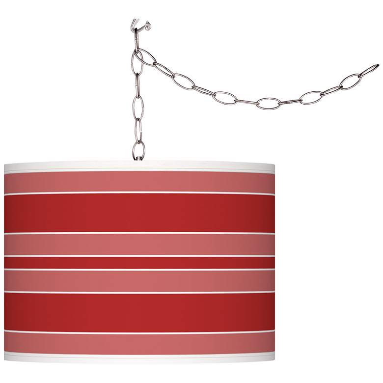 Image 1 Cherry Tomato Bold Stripe Giclee Glow Plug-In Swag Pendant