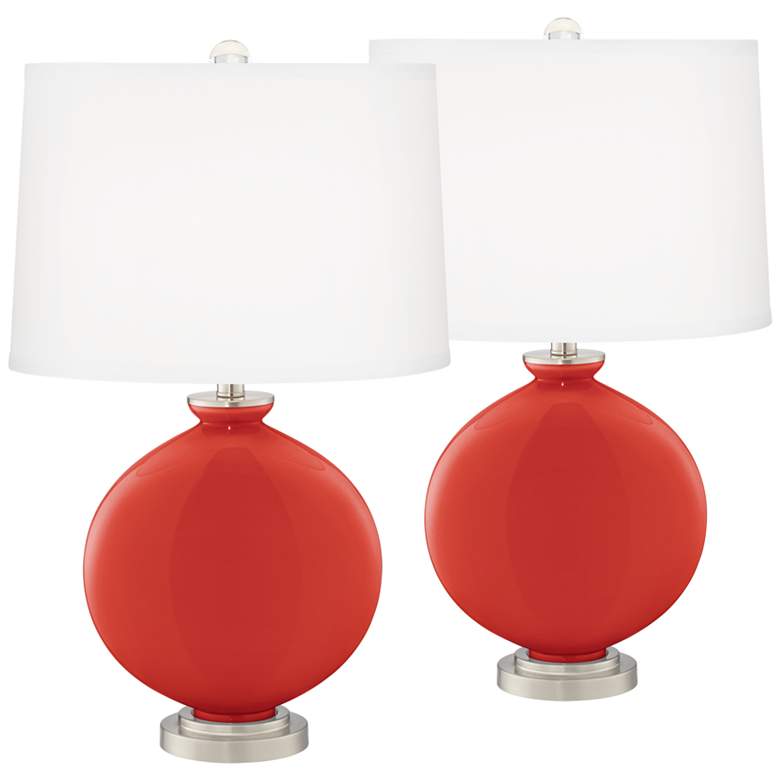 Image 2 Cherry Tomato Carrie Table Lamp Set of 2 with Dimmers