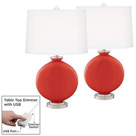 Image1 of Cherry Tomato Carrie Table Lamp Set of 2 with Dimmers