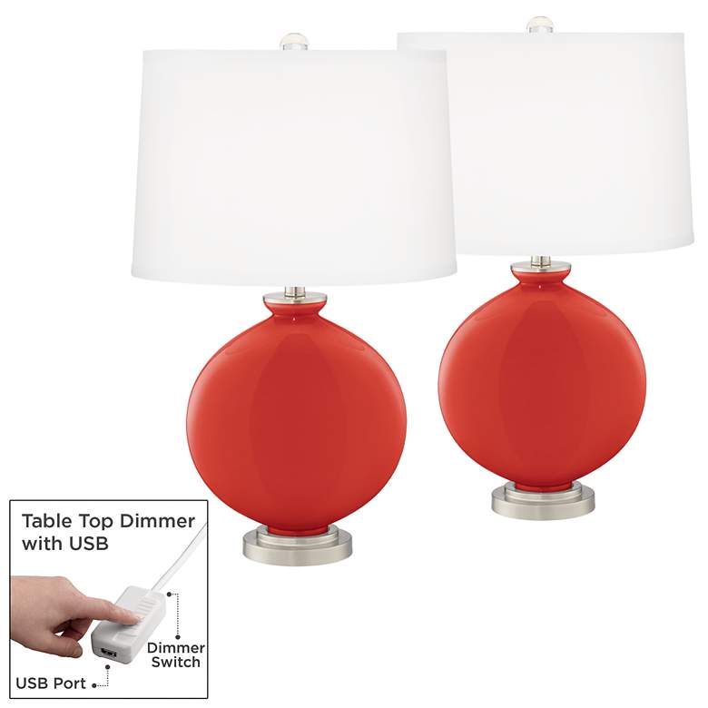 Image 1 Cherry Tomato Carrie Table Lamp Set of 2 with Dimmers