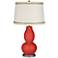 Cherry Tomato Double Gourd Table Lamp with Rhinestone Lace Trim