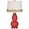Cherry Tomato Double Gourd Table Lamp with Vine Lace Trim