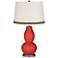 Cherry Tomato Double Gourd Table Lamp with Wave Braid Trim