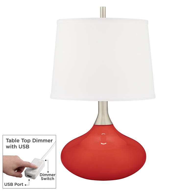 Image 1 Cherry Tomato Felix Modern Red Table Lamp with Table Top Dimmer