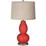 Cherry Tomato Linen Drum Shade Double Gourd Table Lamp