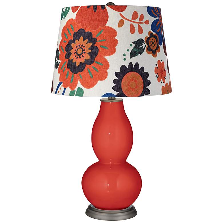 Image 1 Cherry Tomato Multicolor Flowers Shade Double Gourd Table Lamp