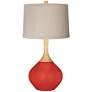 Cherry Tomato Natural Linen Drum Shade Wexler Table Lamp