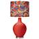 Cherry Tomato Red Calico Shade Ovo Table Lamp