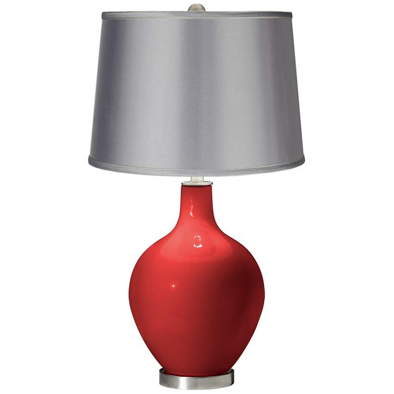 Image 1 Cherry Tomato - Satin Light Gray Shade Ovo Table Lamp