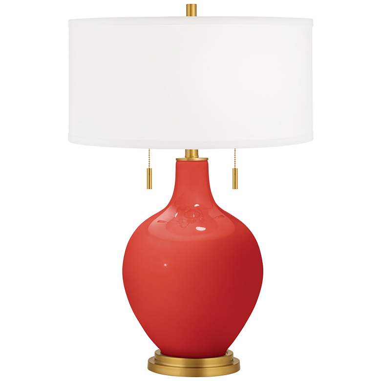Image 2 Cherry Tomato Toby Brass Accents Table Lamp with Dimmer