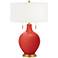 Cherry Tomato Toby Brass Accents Table Lamp with Dimmer