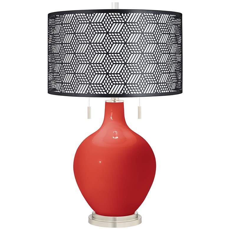 Image 1 Cherry Tomato Toby Table Lamp With Black Metal Shade