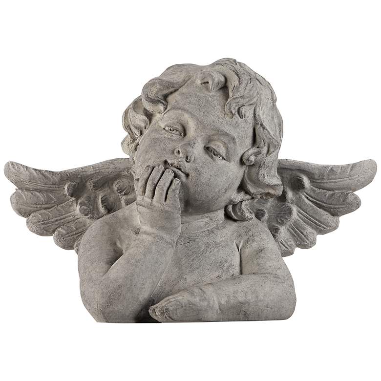 Image 1 Cherub Bust 10 inch High Statuary Green Outdoor Accent