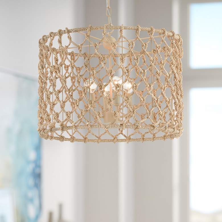 Image 2 Chesapeake 21"W Smoke Wood Natural Rope 4-Light Chandelier