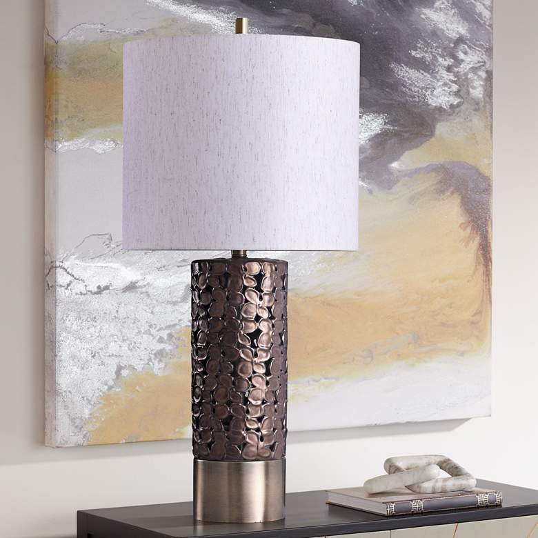 Image 1 Chesham Brass and Bronze Column Table Lamp