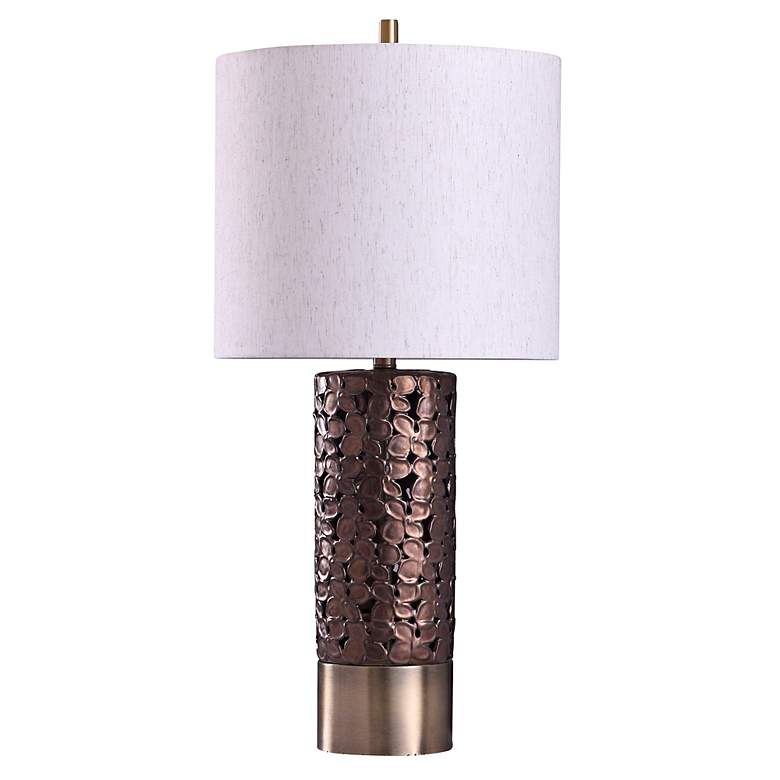 Image 4 Chesham Brass and Bronze Column Table Lamp more views