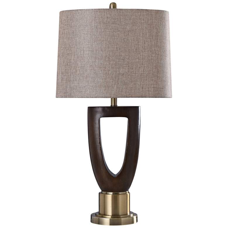 Image 1 Cheshire Brass and Dark Brown Steel Table Lamp