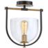 Cheshire Collection 1-Light Semi-Flush Mount, Black & Brass
