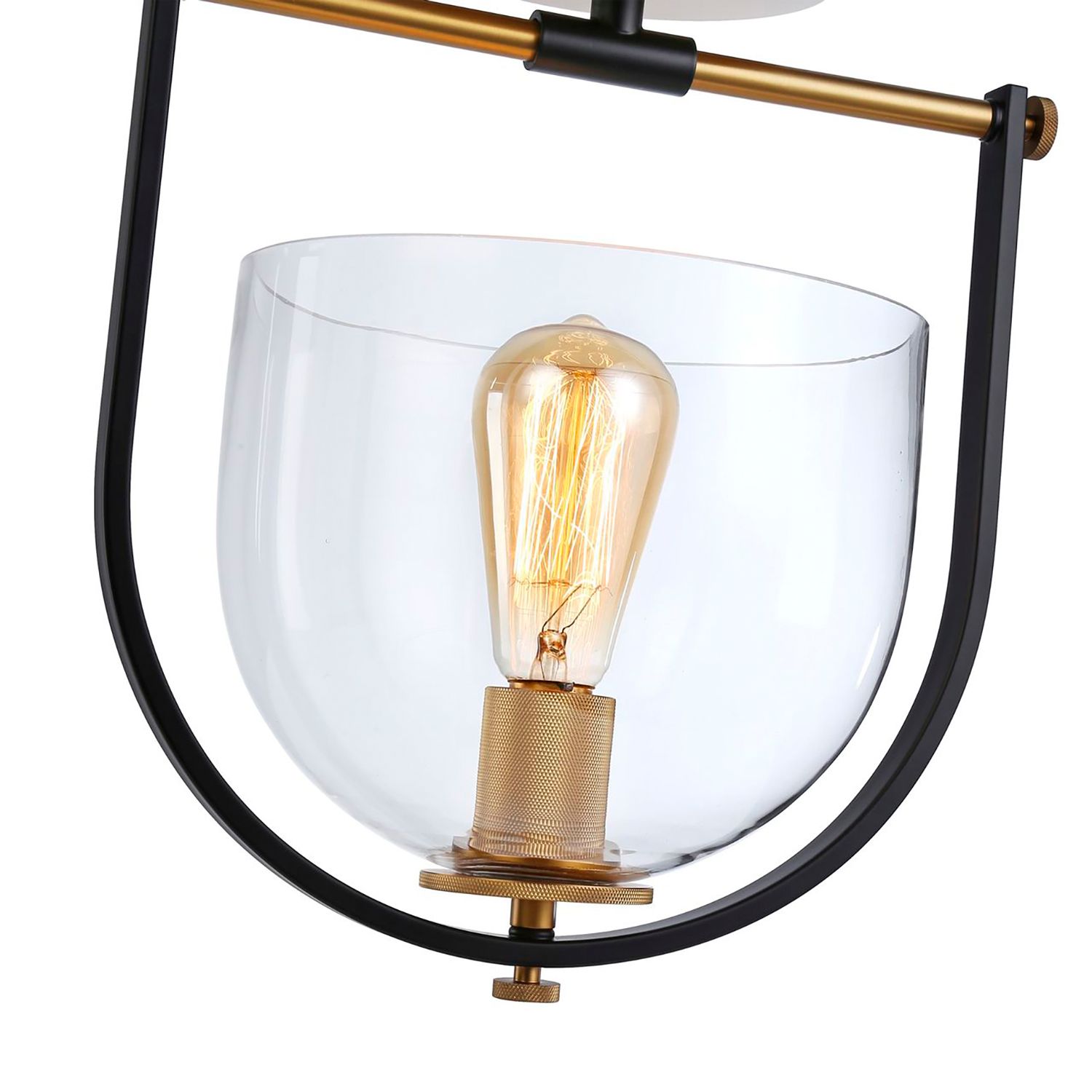 Image 3 Cheshire Collection 1-Light Semi-Flush Mount, Black & Brass more views