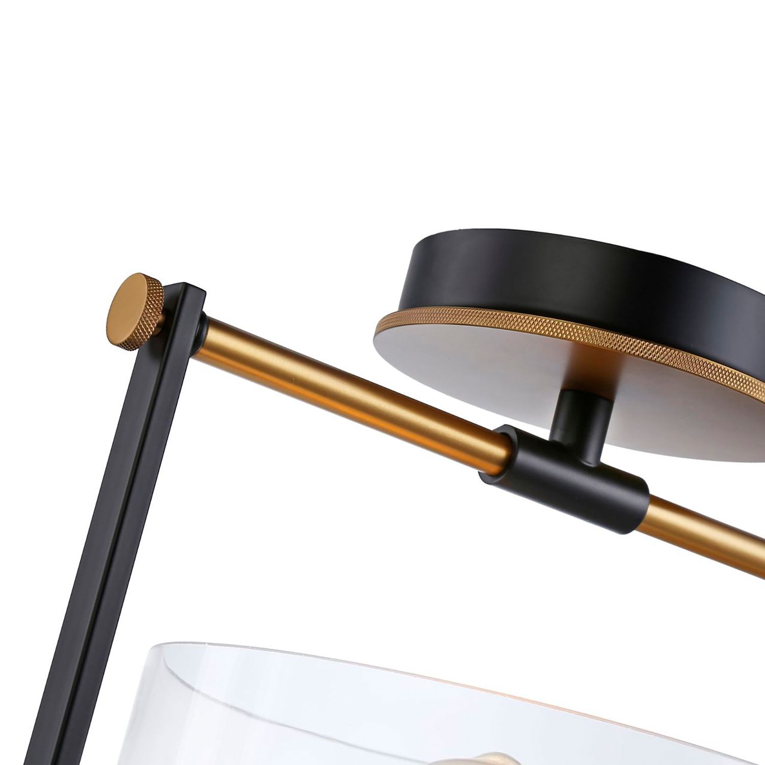 Image 4 Cheshire Collection 1-Light Semi-Flush Mount, Black & Brass more views