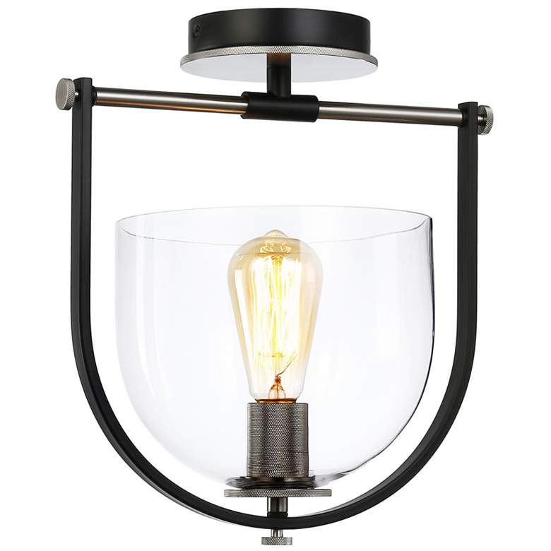 Image 1 Cheshire Collection 1-Light Semi-Flush Mount, Black &#38; Nickel