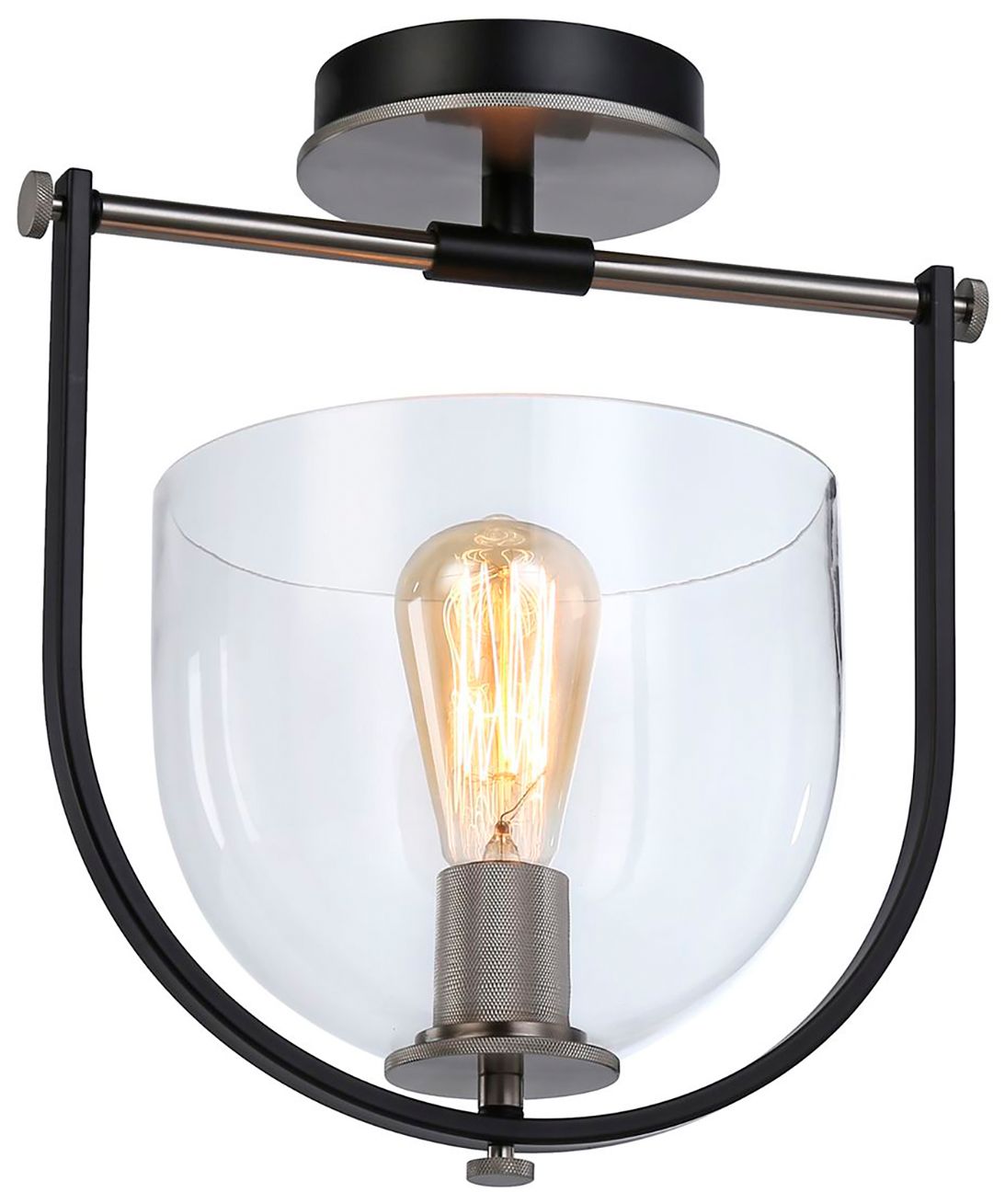 Image 2 Cheshire Collection 1-Light Semi-Flush Mount, Black & Nickel more views