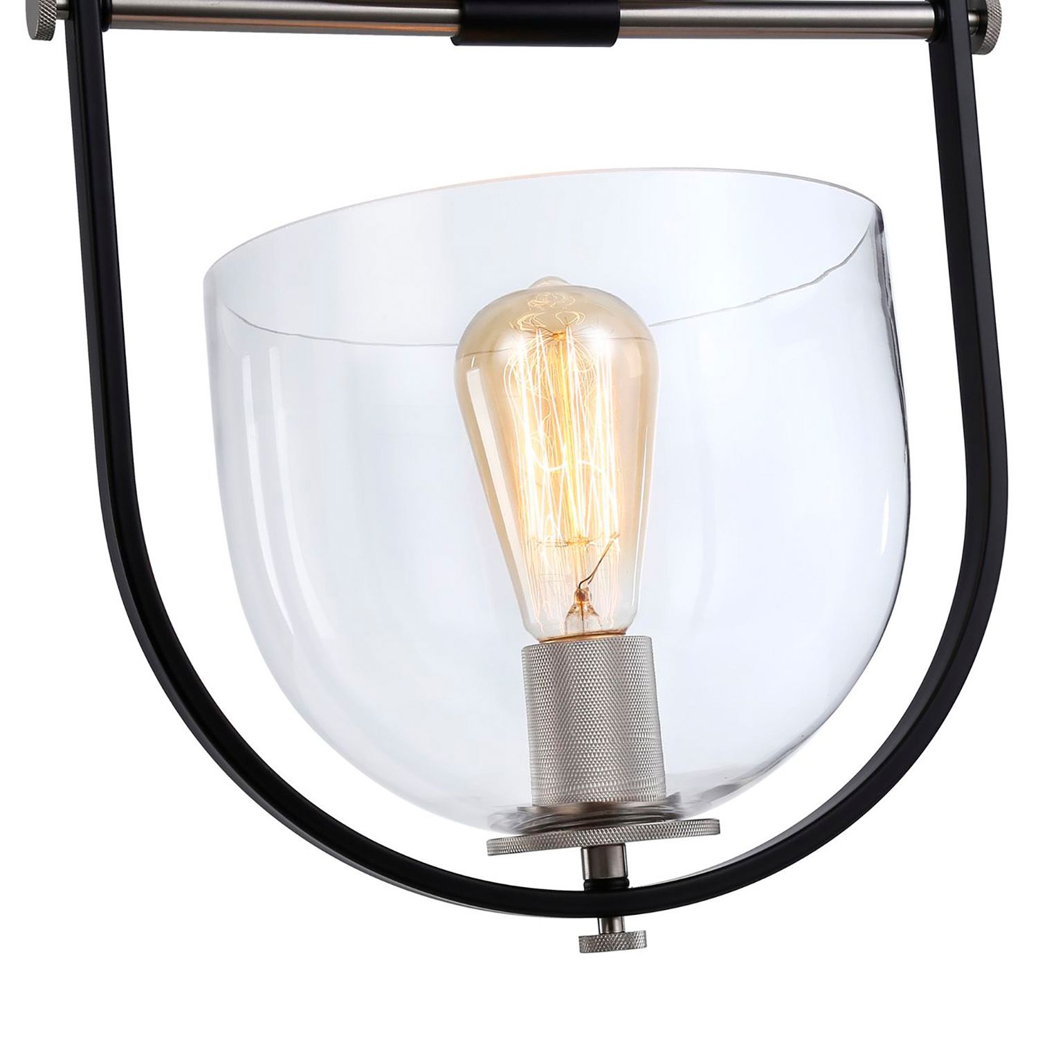 Image 4 Cheshire Collection 1-Light Semi-Flush Mount, Black & Nickel more views