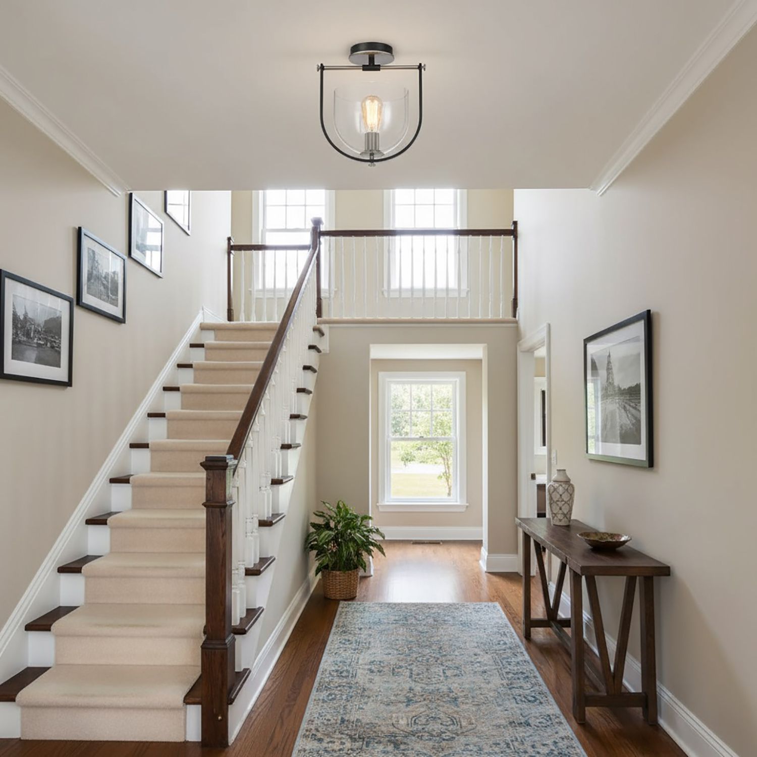 Image 6 Cheshire Collection 1-Light Semi-Flush Mount, Black & Nickel more views