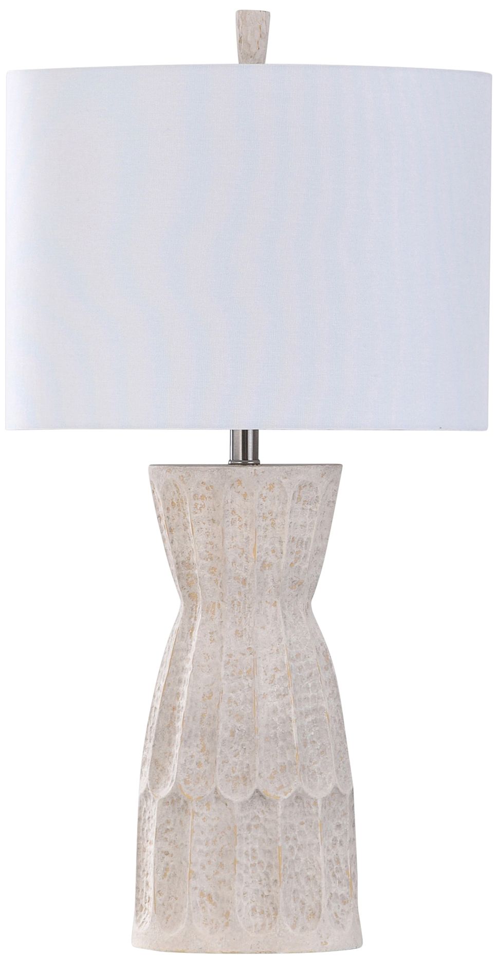Cheshire Ivory Hammered Texture Molded Pedestal Table Lamp