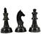 Chess 10" High Metallic Gray Metal Sculptures Set of 3