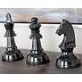 Chess 10" High Metallic Gray Metal Sculptures Set of 3