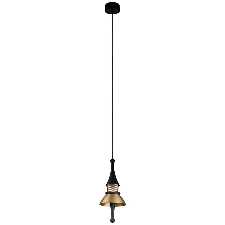 Image 1 Chess 8.7" Brushed Matte Black/ Brushed Champagne Pendant