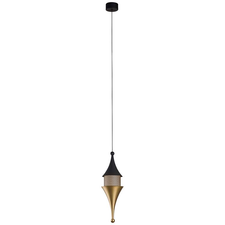 Image 1 Chess 8.7" Brushed Matte Black/ Brushed Champagne Pendant