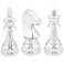 Chess 9" High Polished Silver Metal Sculptures Set of 3