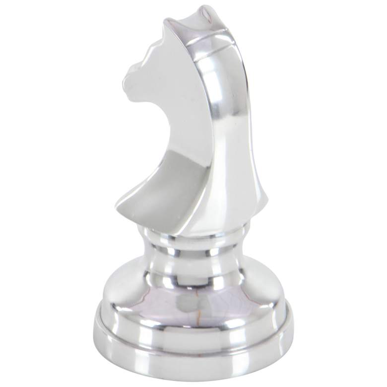 Chess 9&quot; High Polished Silver Metal Sculptures Set of 3 more views