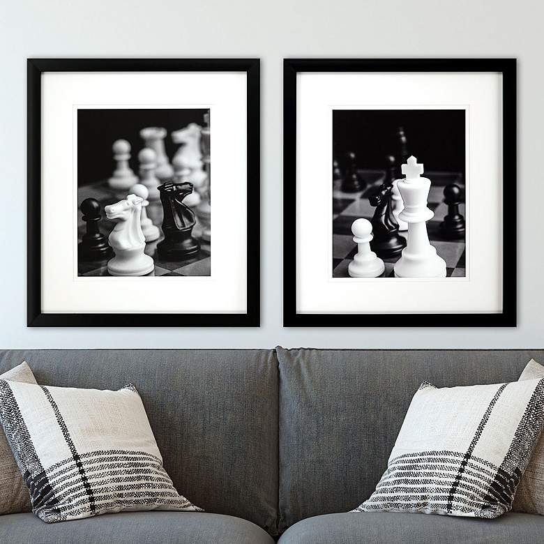 Image 2 Chess Moves 31" High 2-Piece Giclee Framed Wall Art Set
