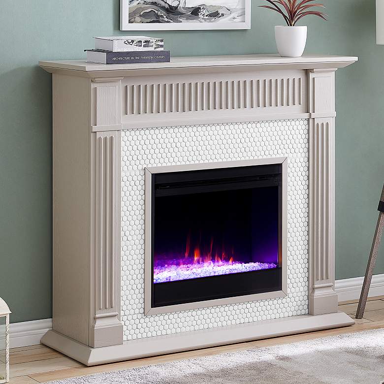 Image 1 Chessing 48" Wide Gray LED Color Changing Electric Fireplace