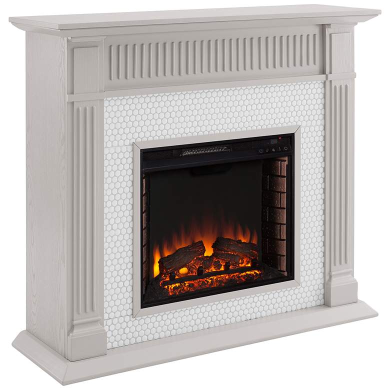 Image 1 Chessing 48"W Gray White LED Electric Fireplace with Remote