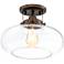 Chester 12" Wide Glass and Rustic Bronze Ceiling Light