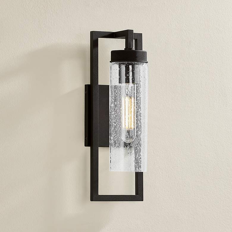 Image 1 Chester 13" High Textured Black Wall Sconce