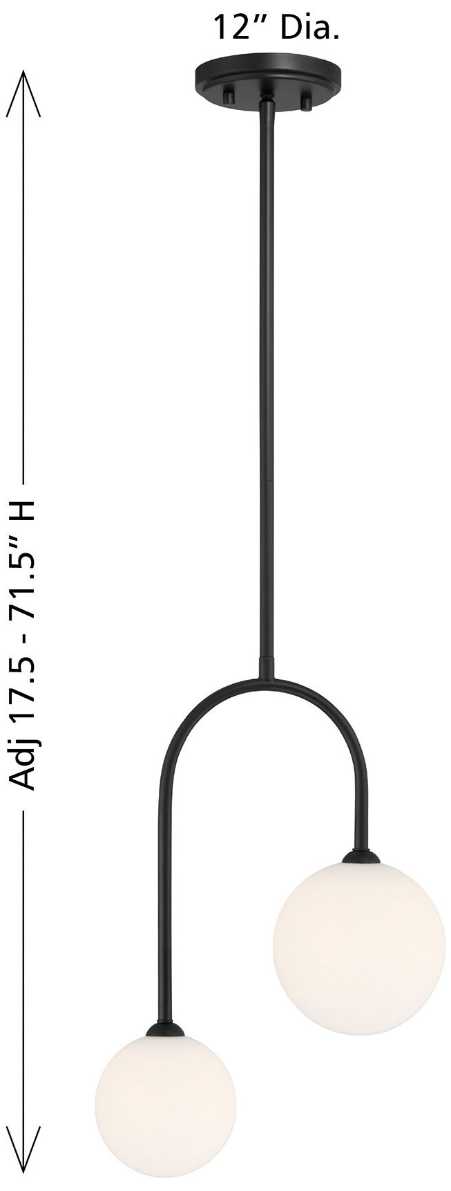 Chester 2-Light Pendant in Matte Black