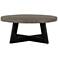 Chester 36"W Gray Concrete Black Wood Round Coffee Table