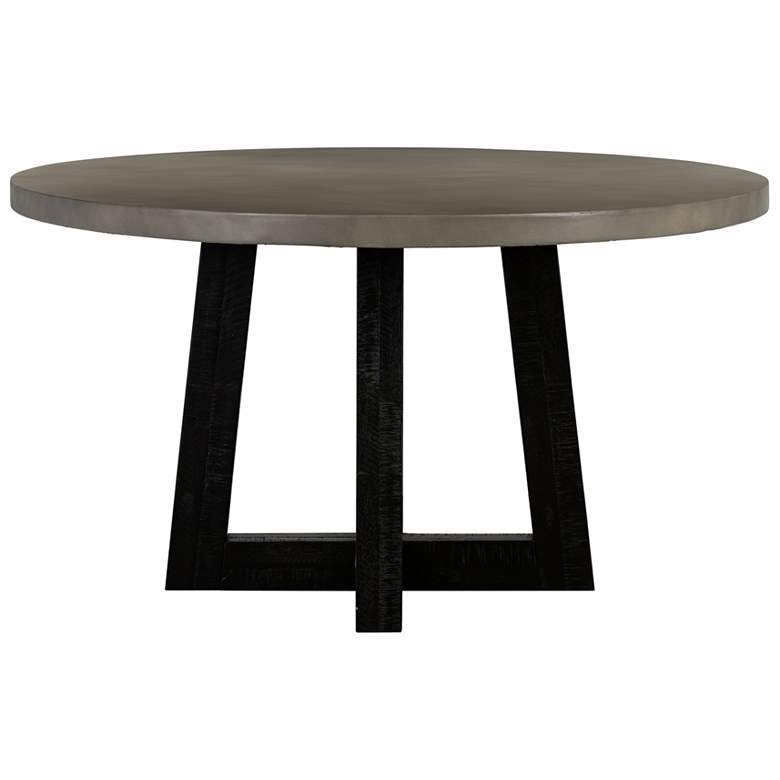 Image 1 Chester 55 in. Modern Round Dining Table in Acacia Wood and Concrete