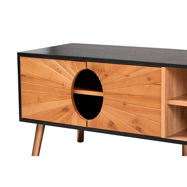 Image 5 Chester 55" Wide Natural Brown Wood 4-Shelf TV Stand more views