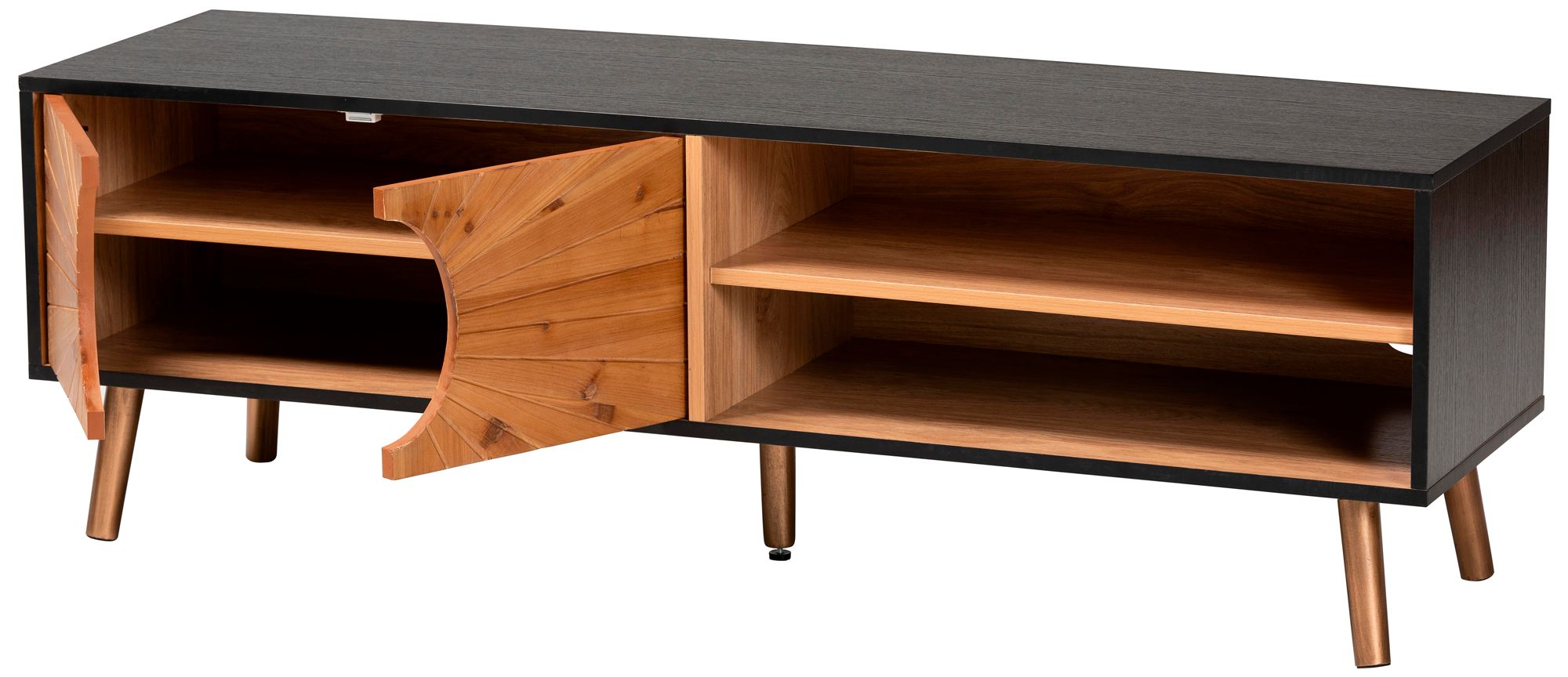 Chester 55" Wide Natural Brown Wood 4-Shelf TV Stand